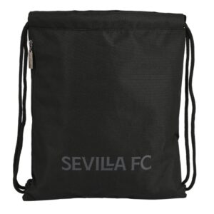 Safta Sevilla FC Teen Saco Plano - Bolsillo con Cremallera - Cierre con Cordones - 5L - Ligero y Compacto - 350x10x400mm - Color Negro