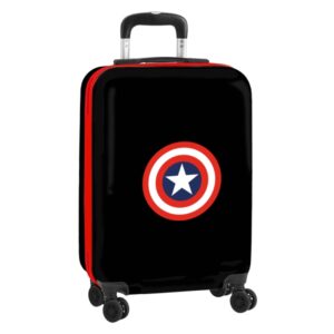 Safta Capitan America Teen Maleta Trolley de Cabina 20” - Cierre con Candado - Organizador - Asa Flexible de PVC - 45x200x550mm - Color Negro