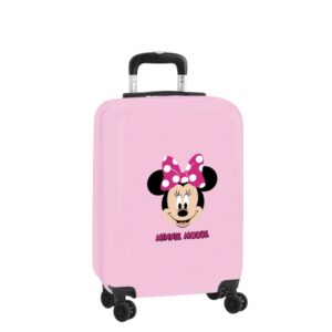 Safta Minnie Mouse Me Time Maleta Trolley de Cabina 20” - Cierre con Candado - Interior Forrado y Bolsillos - Ruedas Giratorias 360° - Ajustable - ABS y PC - 40.1L - 45x200x550mm - Color Rosa