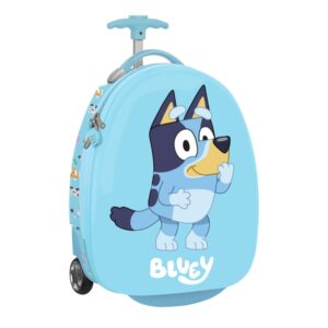 Safta Bluey Maleta Trolley Infantil 16” - Interior Forrado - Bolsillo de Red - Ruedas Dobles - Cintas con PVC - Material Resistente - 27.7L - Ligera y Facil de Transportar - 280x230x430mm - Color Azul