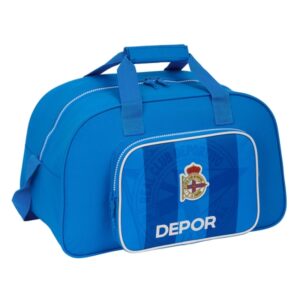 Safta Real Deportivo de la Coruña Bolsa de Deporte - Bolsillo Frontal - Bandolera Ajustable - Tirador Doble - Tacos Proteccion Base - Fondo Interior Semirigido - 22L - 400x230x240mm - Color Azul