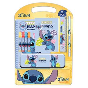 Safta Stitch Ice Cream Pack Escolar con Plumier Metalico - Lapiz - 4 Rotuladores - Regla 15cm - Sacapuntas - Goma - Libreta A4 - Bloc de Notas A6 - 270x30x375mm - Multicolor