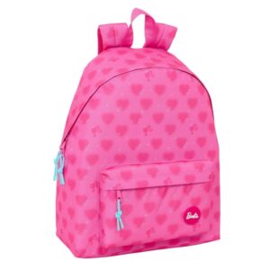 Safta Barbie Corazones Mochila - Bolsillo Frontal - Hombreras Acolchadas - Espalda Ergonomica - Doble Tirador - Asa Superior - 20.8L - 330x150x420mm - Color Rosa