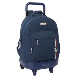 Safta el Ganso Eclipse Mochila con Carro - Extraible - Bolsillo Frontal - Portabotellas - Tirador Doble - Asa y Hombreras Acolchadas - Tarjeta ID - 330x220x450mm - Color Azul Marino