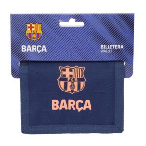Safta F.C.Barcelona 2ª Equipacion Billetera - Cabecera para Colgar - Cierre con Velcro - Multiples Compartimentos - Bolsillo para Monedas - 125x10x95mm - Color Azul Marino