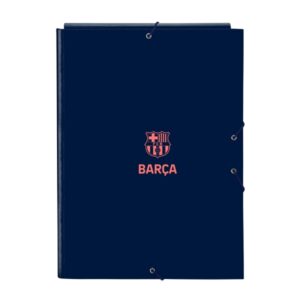 Safta F.C.Barcelona 2ª Equipacion Carpeta con 3 Solapas - Tapas Duras Forradas - Formato Folio - Cierre con Gomas - Resistente y Duradera - 260x25x335mm - Color Azul Marino