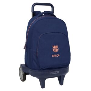 Safta F.C.Barcelona 2ª Equipacion Mochila con Carro - Ruedas Antivibracion - Bolsillo Frontal - Portabotellas - Asa Acolchada - Tarjeta ID - Mochila Extraible - 33L - 330x220x450mm - Color Azul Marino