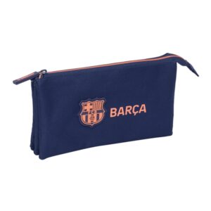 Safta F.C.Barcelona 2ª Equipacion Portatodo - 3 Compartimentos con Cremalleras - Bolsillo Interior - 0.6L - 220x30x120mm - Color Azul Marino