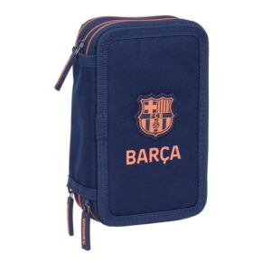 Safta F.C.Barcelona 2ª Equipacion Plumier de 3 Pisos - 37 Piezas - 1.3L - Goma - Lapiz - Boligrafos - Sacapuntas - Reglas - 16 Colores - 14 Rotuladores - 125x55x195mm - Color Azul Marino