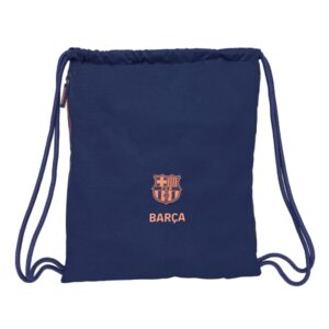 Safta F.C.Barcelona 2ª Equipacion Saco Plano - Bolsillo con Cremallera - Cierre con Cordones - 5L - 350x10x400mm - Color Azul Marino