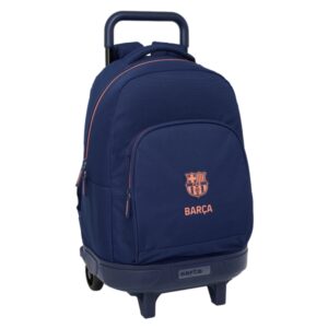 Safta F.C.Barcelona 2ª Equipacion Mochila con Carro - Extraible - Bolsillo Frontal - Portabotellas - Espalda Acolchada - Tarjeta ID - Base Reforzada - 33L - 330x220x450mm - Color Azul Marino