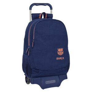 Safta F.C.Barcelona 2ª Equipacion Mochila con Carro - Portabotellas - 2 Compartimentos - Tirador Doble - Hombreras y Espalda Acolchadas - Mochila Extraible - 320x160x440mm - Color Azul Marino