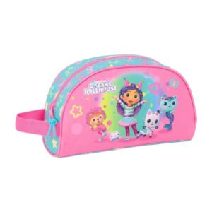 Safta Gabby's Dollhouse Confetti Neceser de 3.75L - Cremallera - Asa Lateral - Adapatable a Carro - Bolsillo Interior - 260x90x160mm - Color Rosa