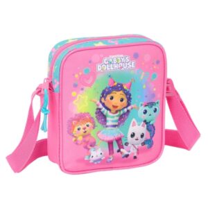 Safta Gabby's Dollhouse Confetti Bolsito con Bandolera - 1L - Material Resistente y Duradero - 160x40x180mm - Color Rosa