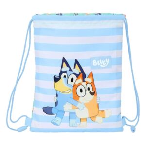 Safta Bluey Sisters Saco Plano - Bolsillo Interior con Cremallera - Cierre con Cordones - 3L - 260x10x340mm - Color Azul