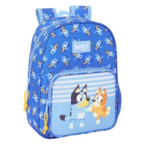 Safta Bluey Let'S Play Mochila Infantil - Adaptable a Carro - Portabotellas - Hombreras Ergonomicas - Bolsillo Frontal - 10L - 260x110x340mm - Color Azul