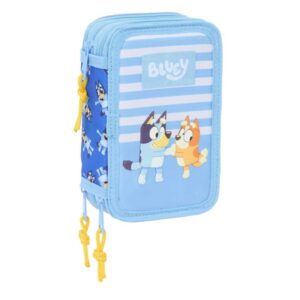 Safta Bluey Let'S Play Plumier de 3 Pisos - 37 Piezas - 1.3L - Goma - Lapiz - Boligrafos - Sacapuntas - Reglas - 16 Colores - 14 Rotuladores - 125x55x195mm - Color Azul