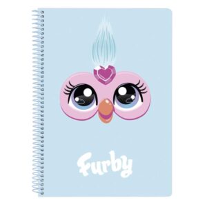 Safta Furby Libreta Espiral - Formato Cuarto - 80 Hojas Cuadriculas de 80g/m2 - Tapas Duras Glasofonadas - Espiral Metalico 42 Agujeros - 155x10x220mm - Color Azul Claro