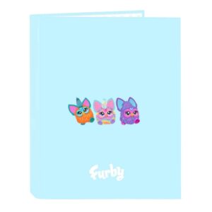 Safta Furby Carpeta con 4 Anillas 25mm - Tapas Duras Forradas - Formato Folio - Resistente - 265x40x330mm - Color Azul Claro