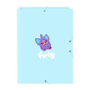 Safta Furby Carpeta con 3 Solapas - Tapas Duras Forradas - Formato Folio - Cierre con Gomas - 260x25x335mm - Color Azul Claro