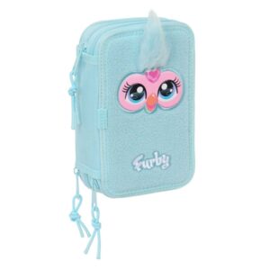Safta Furby Plumier de 3 Pisos - 37 Piezas - 1.3L - Goma - Lapiz - Boligrafos - Sacapuntas - Reglas - 16 Colores - 14 Rotuladores - 125x55x195mm - Color Azul Claro