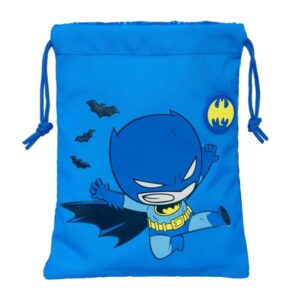 Safta Batman Preescolar Saco Plano - Cierre con Cordon - 1L - Material Resistente - Compacto y Portatil - Divertido y Llamativo - 200x250mm - Color Azul