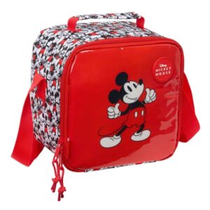 Safta Mickey Mouse Bolsa Isotermica Porta Alimentos 4.4L - Cremallera - Interior Forrado de Aluminio - Bandolera Ajustable - Repelente al Agua - Asa Superior - 200x150x200mm - Color Rojo