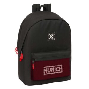 Safta Munich Vulcan Mochila para Portatil hasta 15.6" - Antirrobo - Conector USB - 24.55L - Ergonomica - Base Acolchada - Bolsillo Frontal - Tirador Doble - 310x180x440mm - Color Negro y Rojo