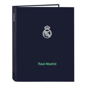 Safta Real Madrid 2ª Equipacion 25/26 Carpeta con 4 Anillas 25mm - Tapas Duras Forradas - Formato Folio - Elegante - Resistente y Duradera - 265x40x330mm - Color Azul Marino