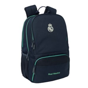 Safta Real Madrid 2ª Equipacion 25/26 Mochila para Portatil hasta 14.1" - Cierre Raqueta de Padel - Portabotellas - Zapatillero - Rejilla Transpirable - 21.40L - 300x170x420mm - Color Azul Marino