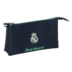 Safta Real Madrid 2ª Equipacion 25/26 Portatodo - 3 Compartimentos con Cremalleras - Bolsillo Interior - 0.6L - 220x30x120mm - Color Azul Marino