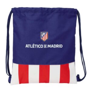 Safta Atletico de Madrid Saco Plano - Bolsillo con Cremallera - Cierre con Cordones - 5L - Material de Alta Calidad - Resistente y Duradero - Facil de Almacenar - 350x10x400mm - Color Azul Marino
