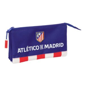 Safta Atletico de Madrid Portatodo - 3 Compartimentos con Cremalleras - Bolsillo Interior - 0.6L - 220x30x120mm - Color Azul Marino