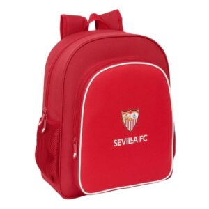 Safta Sevilla FC Mochila - Adaptable a Carro - Portabotellas - Tirador Doble - Hombreras Ergonomicas y Acolchadas - Bolsillo Frontal - Asa de Mano Superior - 15L - 320x120x380mm - Color Rojo