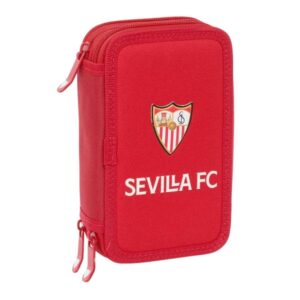 Safta Sevilla FC Plumier de 3 Pisos - 37 Piezas - 1.3L - Goma - Lapiz - Boligrafos - Sacapuntas - Reglas - 16 Colores - 14 Rotuladores - 125x55x195mm - Color Rojo