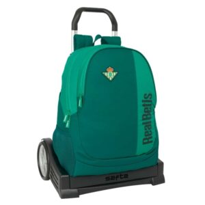 Safta Real Betis Balompie Mochila con Carro - Tirador Doble - Hombreras Ergonomicas - Bolsillo Frontal - Mochila Extraible - Ruedas Antivibracion - Base Reforzada - 320x140x430mm - Color Verde