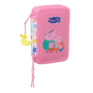 Safta Peppa Pig Baby Pig Plumier de 2 Pisos - 29 Piezas - 1L - Goma - Lapiz - Boligrafos - Sacapuntas - 10 Colores - 14 Rotuladores - 125x40x195mm - Color Rosa