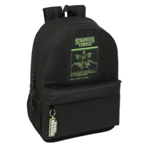 Safta Stranger Things Mochila Adaptable a Carro - Bolsillos Laterales - Doble Tirador en Cremallera - Bolsillo Frontal - Hombreras Ergonomicas - 19L - 300x140x460mm - Color Negro