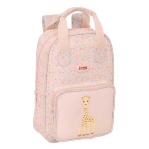 Safta Sophie la Girafe Joy Mochila Infantil - Bolsillo Frontal - Tarjeta ID - Hombreras Acolchadas - Material Reciclado - Resistente al Agua - 4.5 L - 200x80x280mm - Color Rosa Pastel