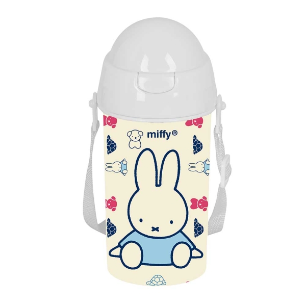 Safta Miffy Buddy Botella de 500ml - PVC sin BPA - Pajita Interior - 73x73x195mm - Color Beige