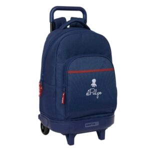 Safta el Pulpo Mochila con Carro - Extraible - Bolsillo Frontal - Portabotellas - Tirador Doble - Hombreras Acolchadas - Asa Acolchada - Tarjeta ID - 33L - 330x220x450mm - Color Azul Marino