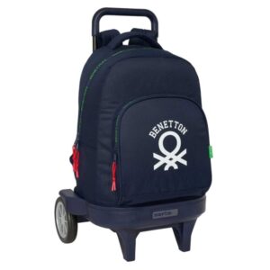 Safta Benetton Together Mochila con Carro - Bolsillo Frontal - Ruedas Antivibracion - Hombreras Acolchadas - Asa Acolchada - Tarjeta ID - Base Reforzada - 330x220x450mm - Color Azul Marino