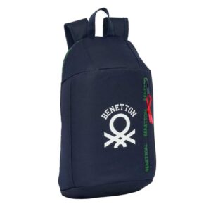 Safta Benetton Together Mini Mochila - Hombreras Ergonomicas - Bolsillo Frontal - Asa Superior - 8.5L - 220x100x390mm - Color Azul Marino