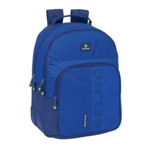 Safta Kelme Blue Mochila con 2 Compartimentos - Antirozaduras - Adaptable a Carro - Bolsillo Frontal - Portabotellas - Tirador Doble - Hombreras Ergonomicas - 20L - 320x150x420mm - Color Azul