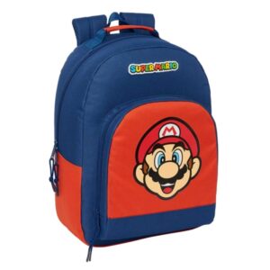 Safta Super Mario Mamma Mia Mochila Adaptable a Carro - Cremallera Doble - Bolsillo Frontal - Hombreras Ergonomicas - Espalda Acolchada - Asa Forrada - 20.10L - 320x150x420mm - Color Rojo y Azul