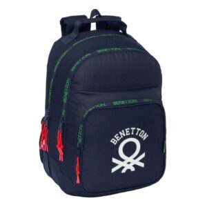 Safta Benetton Together Mochila con 2 Compartimentos - Antirozaduras - Adaptable a Carro - Portabotellas - Tirador Doble - Hombreras Ergonomicas - 20L - 320x150x420mm - Color Azul Marino
