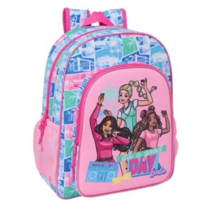 Safta Barbie Mochila - Adaptable a Carro - Portabotellas - Doble Tirador en Cremallera - Hombreras Ergonomicas Acolchadas - Asa de Mano Superior - 15L - 320x120x380mm - Color Rosa