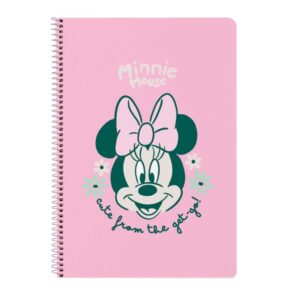 Safta Minnie Mouse Minty Libreta con Espiral - Formato Folio - 80 Hojas de Papel 80g/m2 - Cuadriculas 4x4mm - Tapas Duras Glasofonadas - Margen Lateral - 215x10x310mm - Color Rosa Pastel