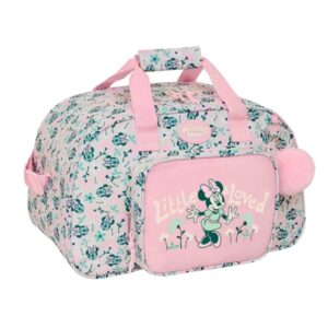 Safta Minnie Mouse Minty Bolsa de Deporte - Bolsillo Frontal - Bandolera Ajustable - Asa Forrada - Doble Cremallera - Base con Tacos - Fondo Extraible - 22L - 400x230x240mm - Color Rosa Pastel