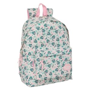 Safta Minnie Mouse Minty Mochila para Portatil hasta 14.1" - Bolsillo Frontal - Portabotellas - Tirador Doble - Hombreras Ergonomicas - Asa Superior - 310x130x430mm - Color Rosa Pastel
